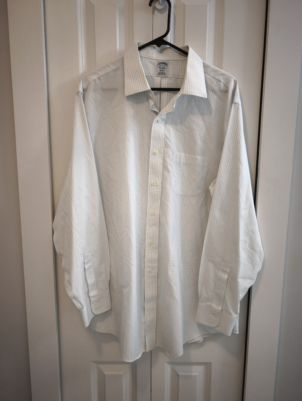 Brooks Brothers Regent Dress Shirt 17.5 35 Supima Cotton Non Iron Check
